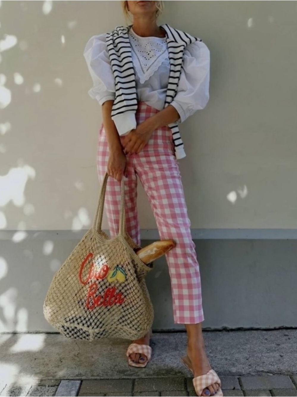 Zara Pink Gingham Ankle Pants Zara High Waisted Gingham Pants Size S
